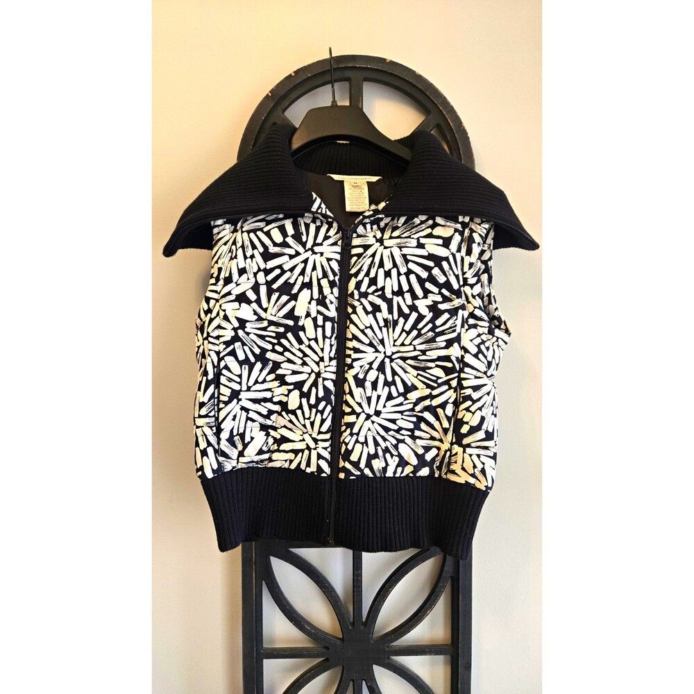 Diane von Furstenberg Women’s Abstract Black/White Zip Down Puffer Vest Size M